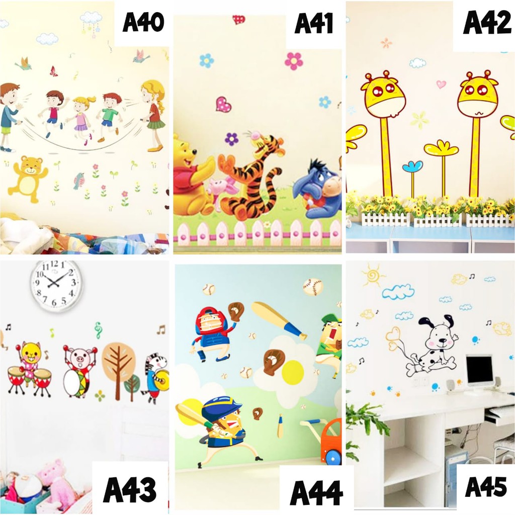 Gd A 40 41 42 43 44 Wallsticker Stiker Dinding Karakter Kartun Animal Basseball Sticker Dekorasi Shopee Indonesia