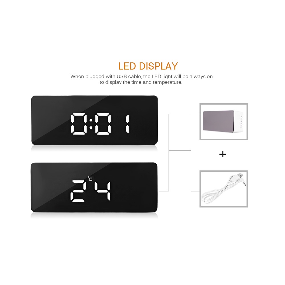 Jam Meja LED Digital Mirror Clock with Temperature - TS-570