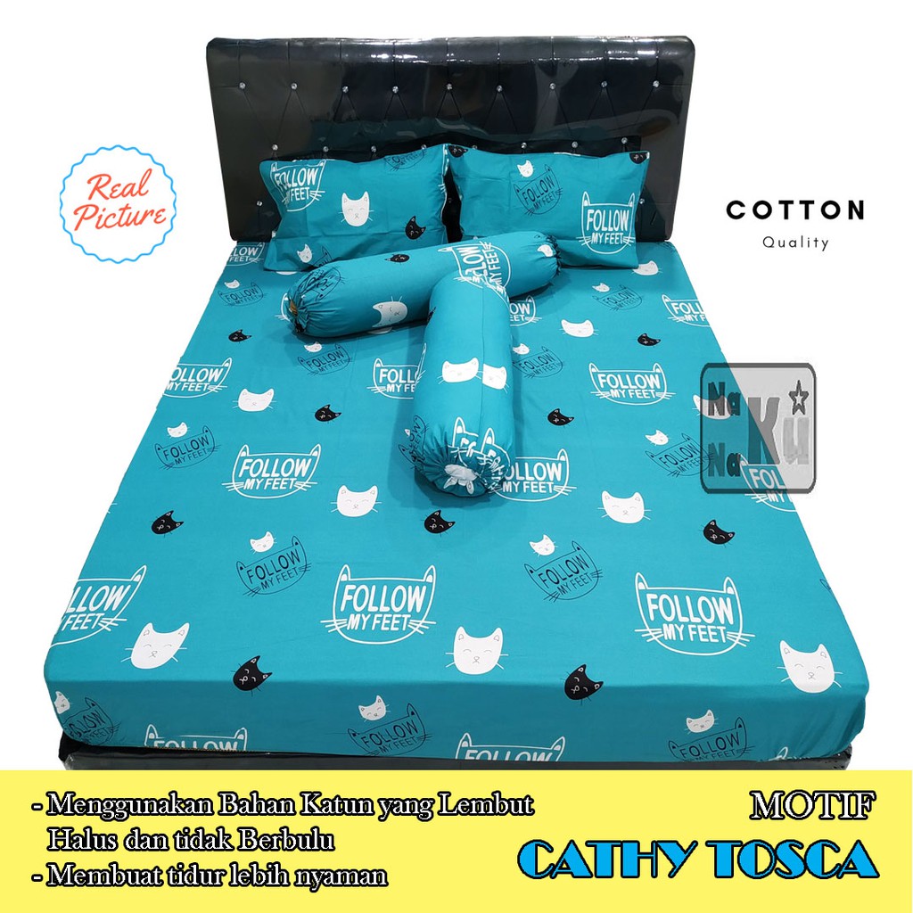 Sprei Set Katun dgn Sarung Bantal dan Guling - Motif Q