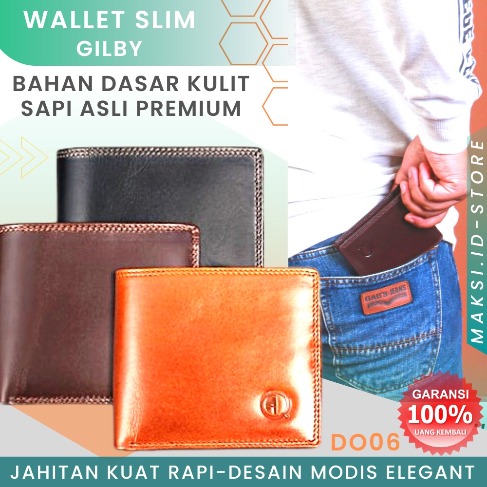 Dompet Kulit Pria Dompet Kartu Pria Lipat Kulit Sapi Asli Original Dompet Slim Klasik Bahan Kulit untuk Pria D006 Material Kulit Sapi Asli GARANSI ORIGINAL