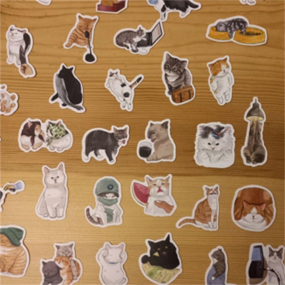 AUGUSTINA Cats Stiker 54Pcs/Lot Multi Use Laptop Decals Notebook Untuk Mobil Gitar Stiker Poster