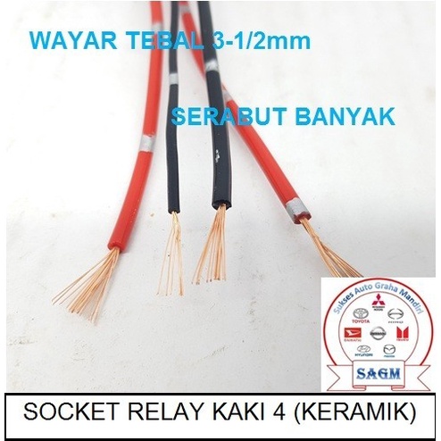 Soket Relay Mobil Motor Connector 4 Kaki Bahan Keramik Sudah Ada Kabel