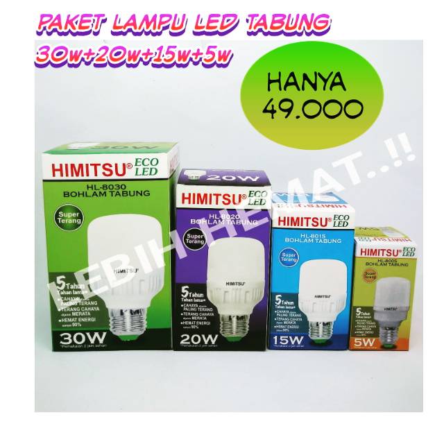 PAKET LAMPU LED TABUNG 4pcs PUTIH