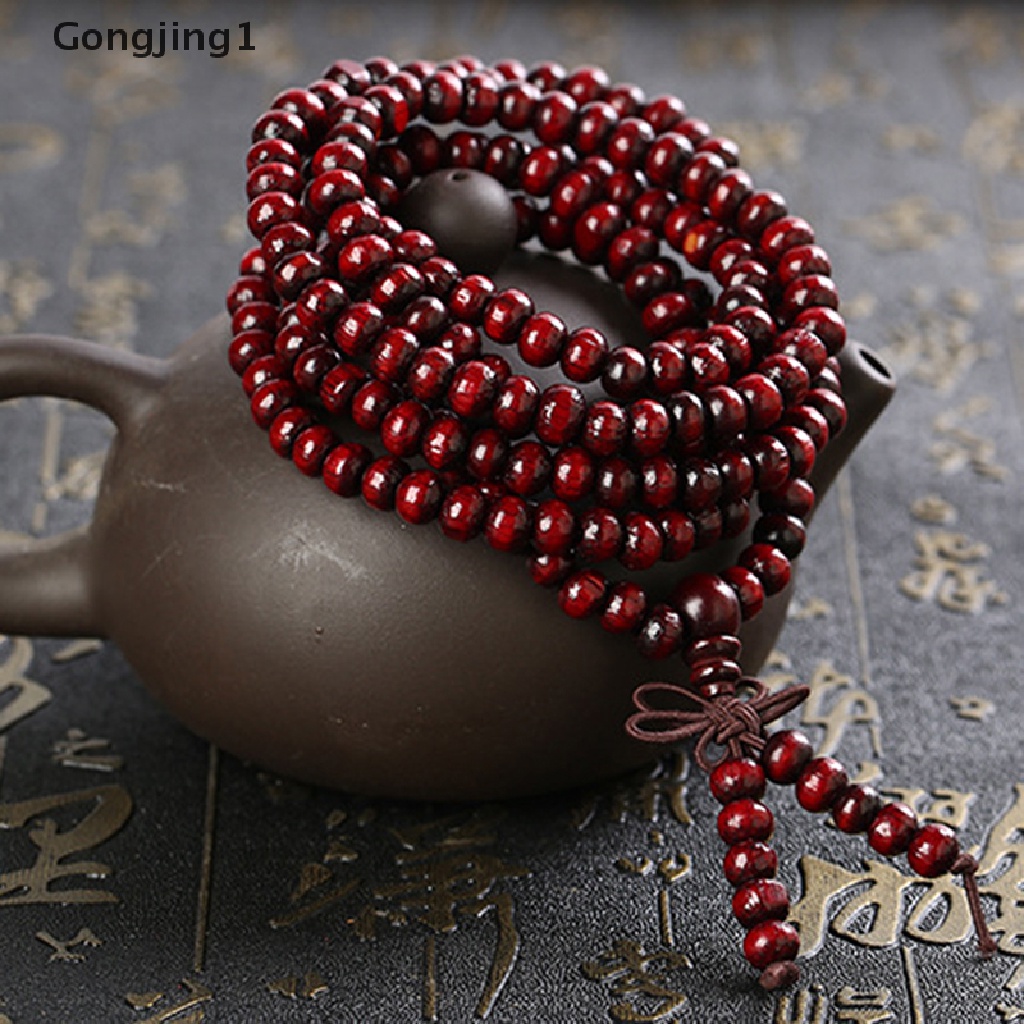 Gongjing1 Gelang Meditasi Buddha Bahan Kayu Cendana Alami Ukuran 6 / 8mm Untuk Pria / Wanita