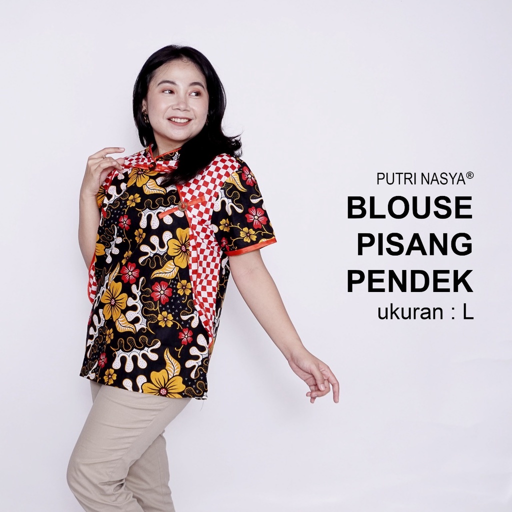 Blouse Batik Big Size Wanita Atasan Batik Jumbo LD 140 Pakaian Atasan Model Blus Jumbo Seragam Kerja Batik / Pakaian Kekinian S-M-L-XL-2L-3L-4L-5L-6L-7L Batik Wanita Model Terbaru Bahan Kantor