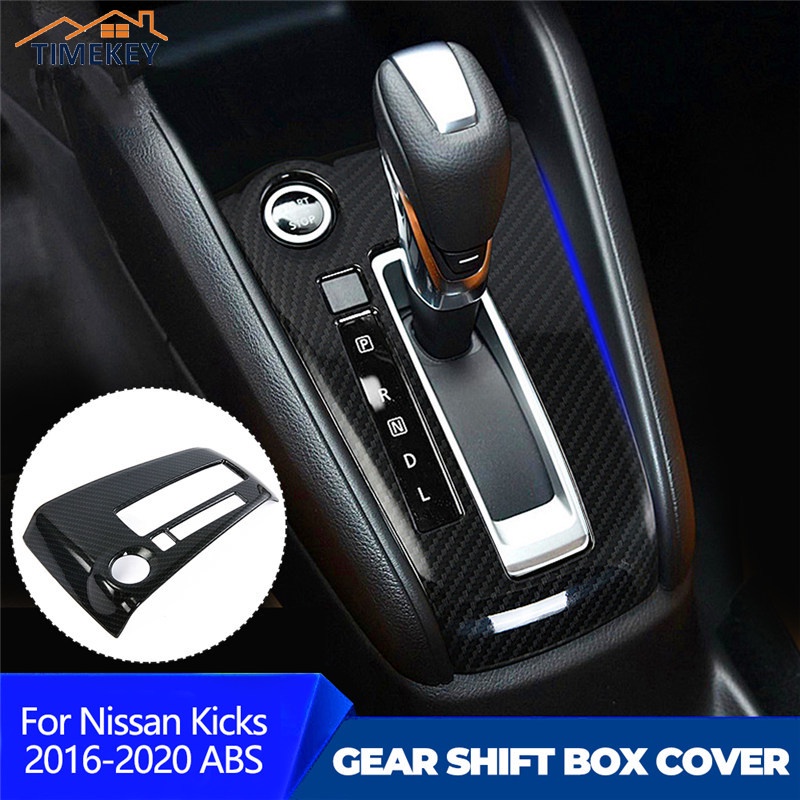 Tk Stiker Cover Dekorasi Kotak Perseneling Mobil Bahan Abs + Serat Karbon Untuk Nissan Kicks 2016-2020