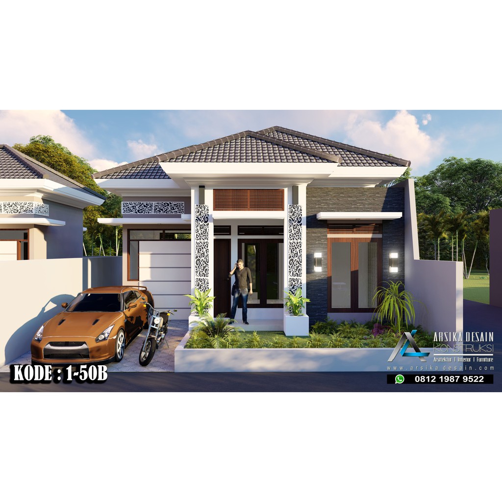 Desain Rumah Type 50 Ukuran 10 X 11 M Kode 1 50b Arsika Desain