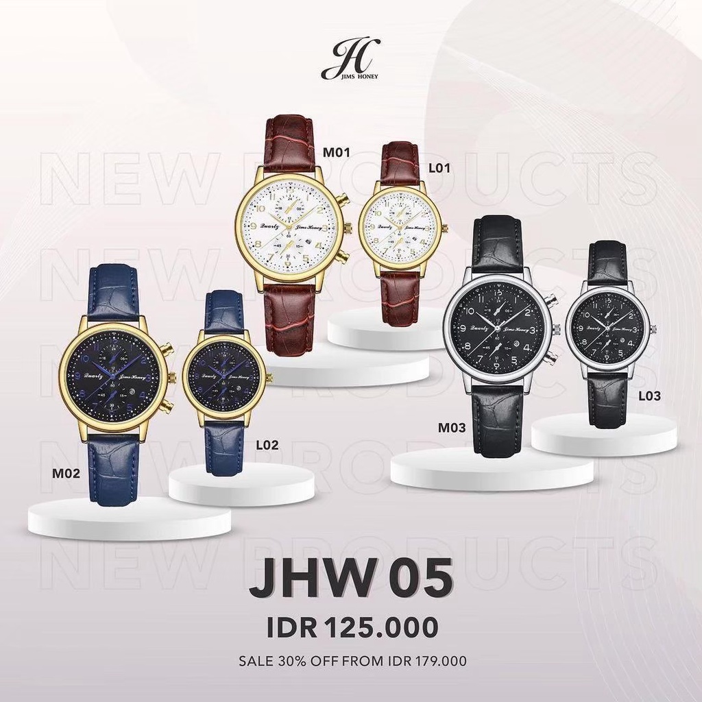 (BISA COD) JAM TANGAN CEWEK COUPLE COWOK TERBARU JIMSHONEY IMPORT MURAH JHW 05 PROMO (FREE BOX)