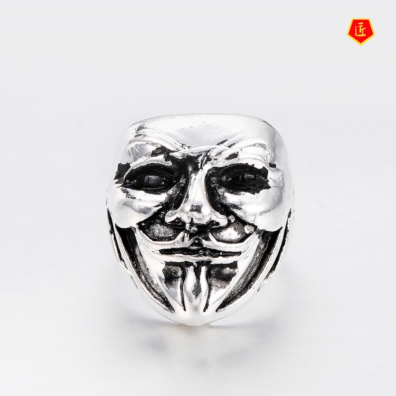 [Ready Stock]Fashion Personality Retro Clown Mask Ring