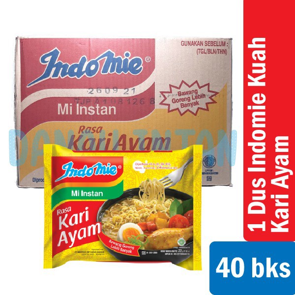 

1 Dus / Karton (isi 40 Pcs) Indomie Kuah Kari Ayam Mie Instan