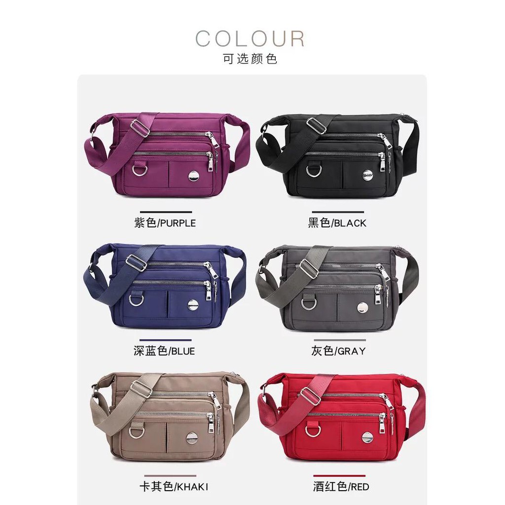 tas selempang nylon wanita waterproof Multipurpose Women Import Nj60