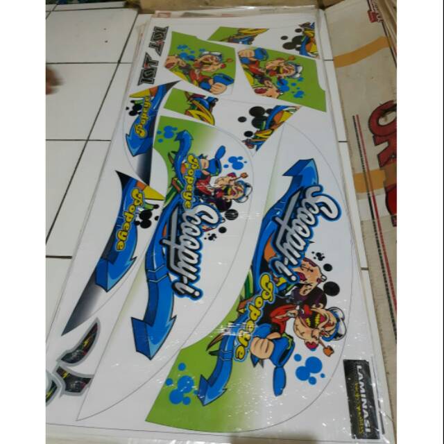 Striping variasi stiker lis bodi Scoopy Scoopy new terbaru motif Popeye SCON1TE