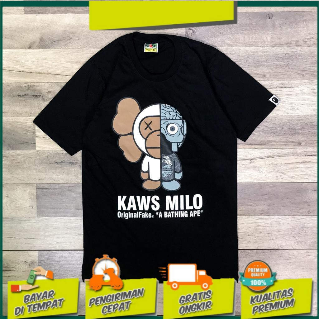 (BISA COD) KAOS BAPE - BAPE X ORIGINAL FAKE KAWS COMPANION MILO - MIROR 1:1 ORIGINAL