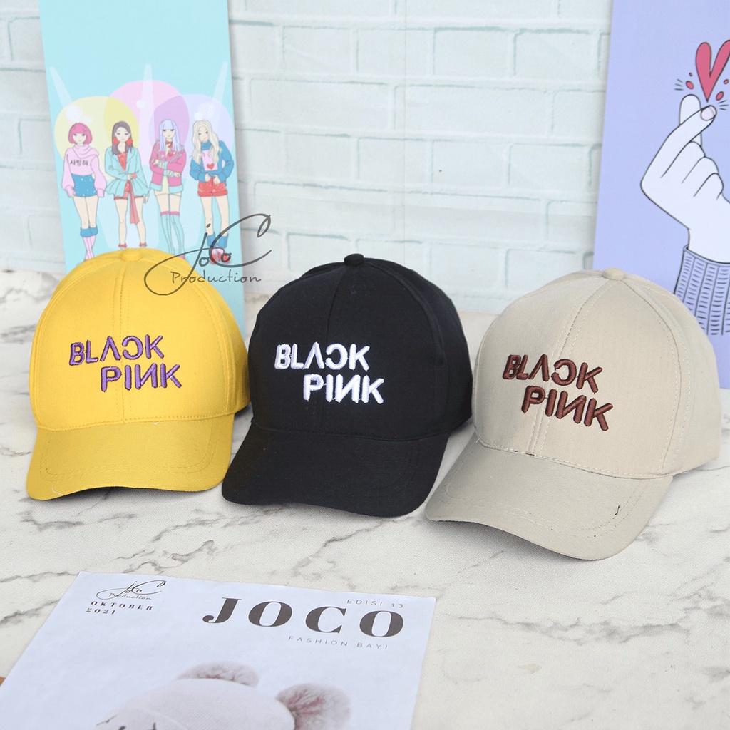 PHILEO | TOPI BASEBALL ANAK FASHION HAT TOPI MOTIF BORDIR UNISEX TOPI MOTIF BLACK PINK BORDIR-1