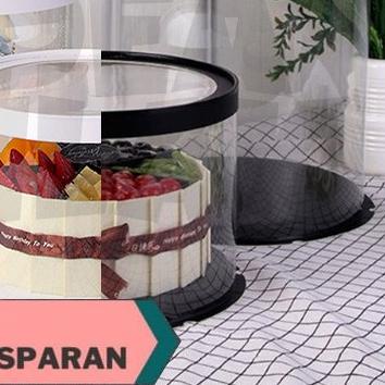 

♠ Cake Box Tabung Bulat Transparan Bening Putih/Hitam/Pink/Biru D 22 cm ➦