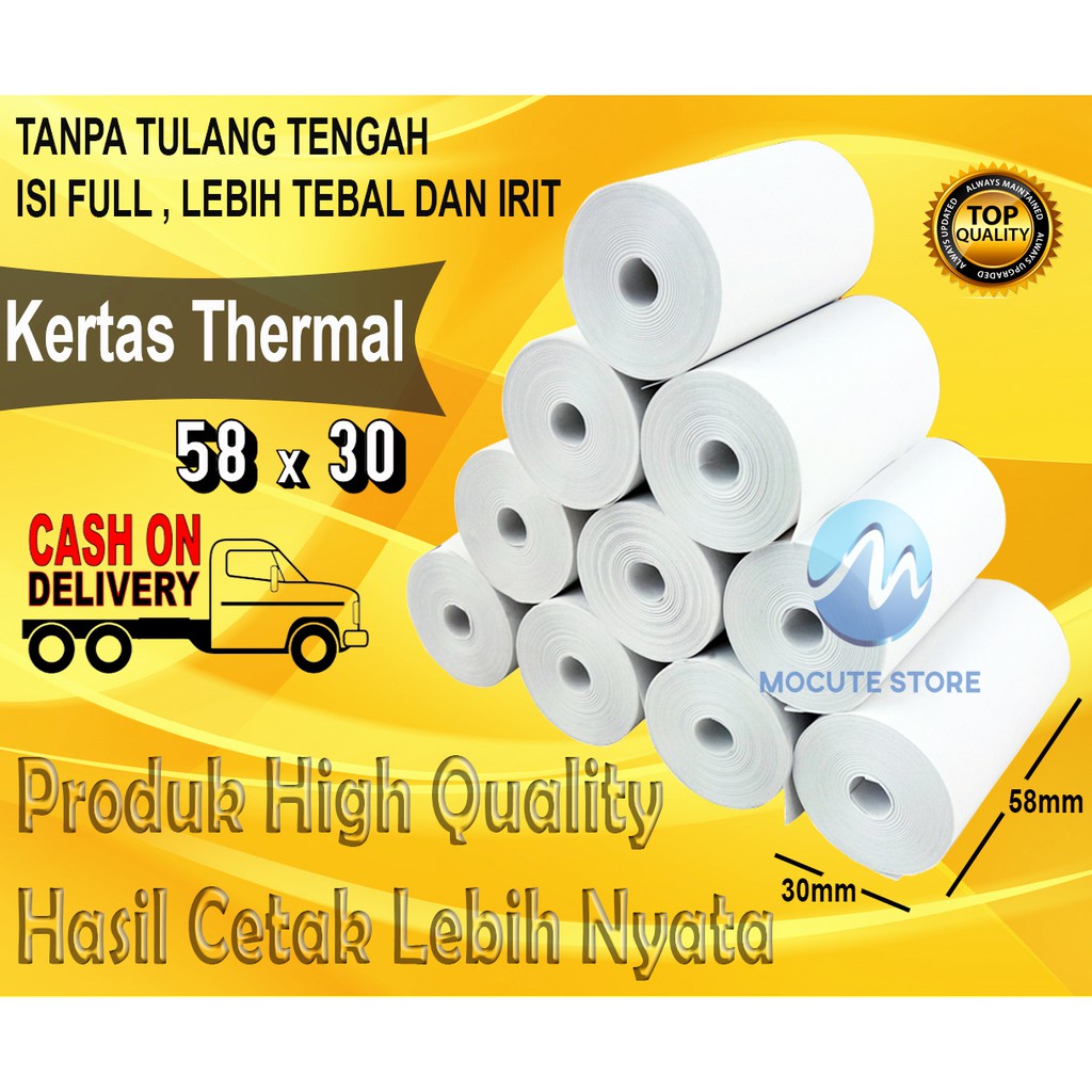 

< SMARTCOM > Kertas Printer Thermal Kertas Struk kasir 58x30mm per Roll