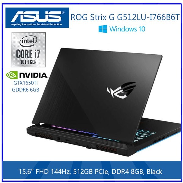 LAPTOP ASUS ROG STRIX G512LU-I766B6T i7-10750H 512GB GTX1660Ti 6GB RESMI ASUS