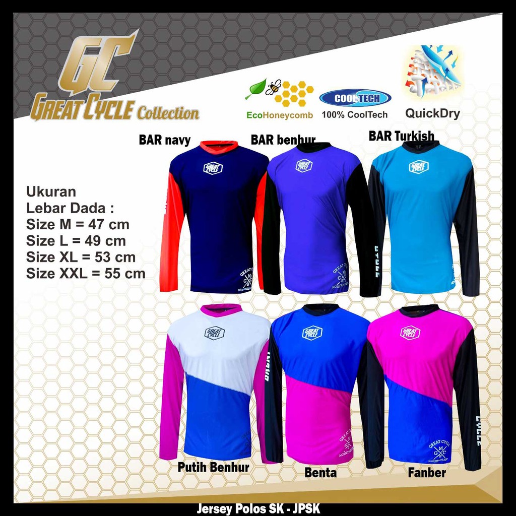 Jersey Sepeda Baju Sepeda JPSK Lengan Panjang Cooltech