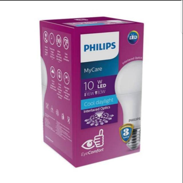 Lampu Bohlam LED Philips 10 Watt putih Cool Daylight 10w 10 w 10watt