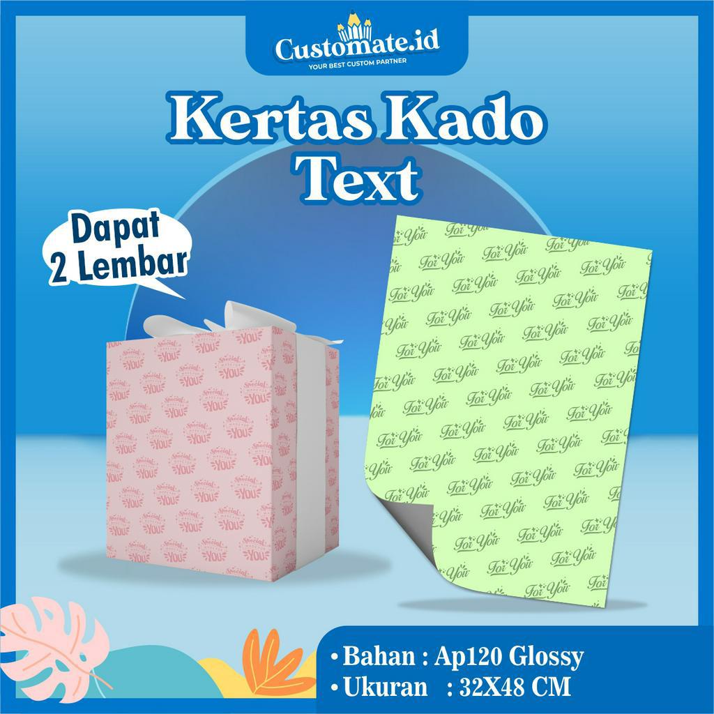 

CUSTOMATE Kertas Kado Text Tulisan 2 Lbr - Kertas Kado Viral Banyak Warna - Kertas Kado Tulisan HBD - Kertas Kado Custom