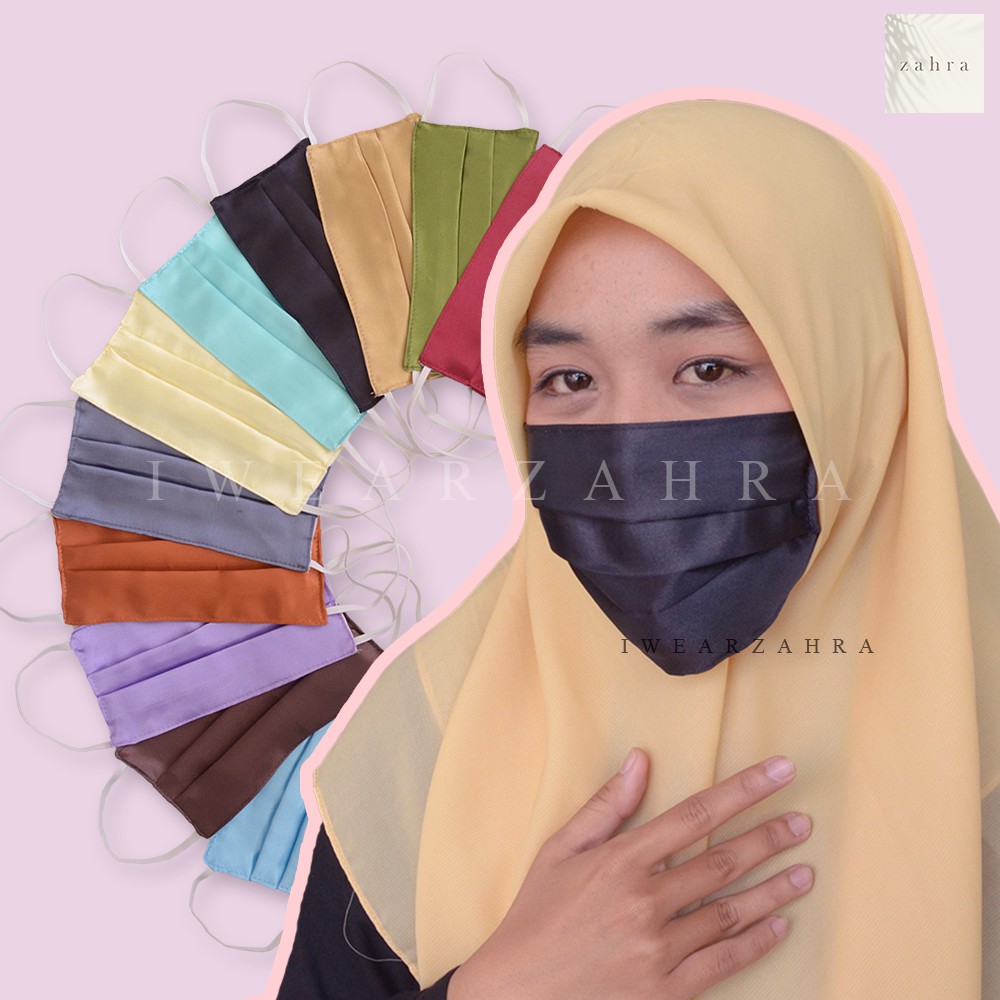 MASKER SATIN - Kain Silk Polos Earloop Basic 2ply Mask Pesta Premium Velvet Kilap Nyaman