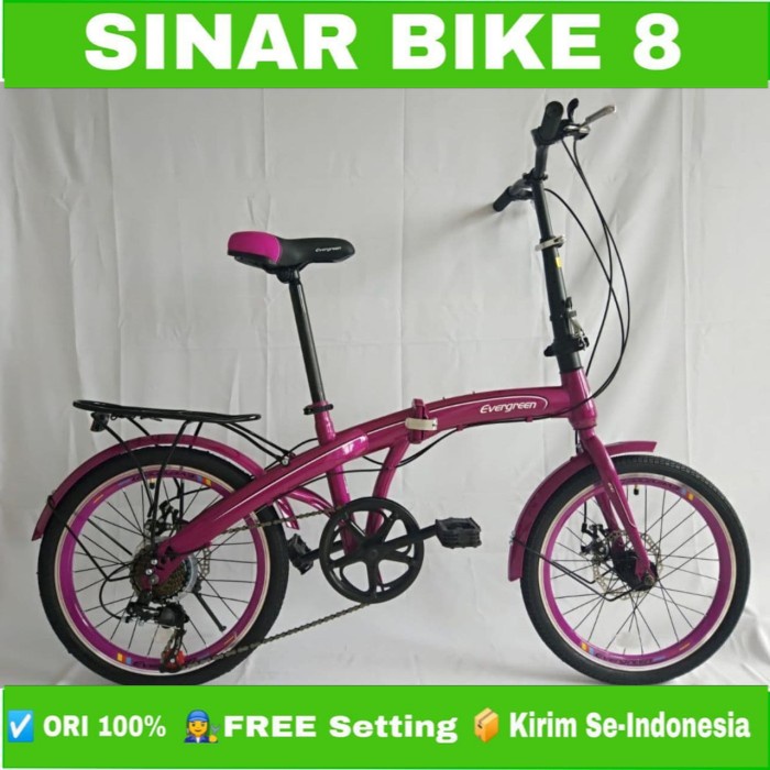 Sepeda Lipat EVERGREEN Ukuran 20 Inch Double Cakram 7 Speed Shimano