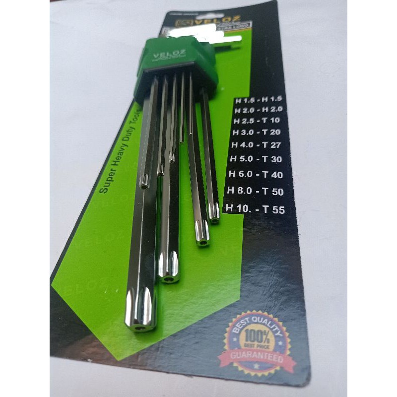 VELOZ KUNCI L/KUNCI L BINTANG PANJANG KOMBINASI SET 9 PCS VELOZ