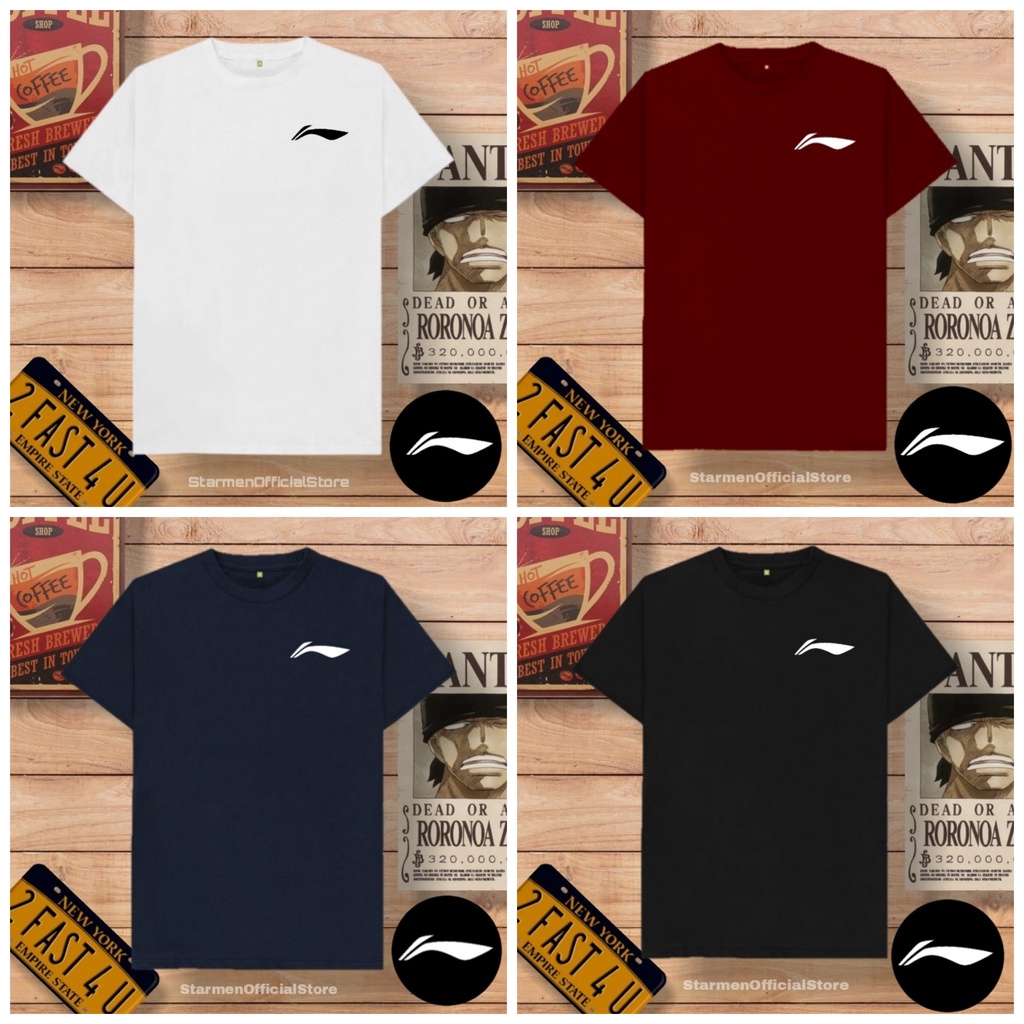 Kaos Distro Unisex LOGO L NING Katun Combed 30s / sablon polyflex /polyflex premium / Pakaian Pria Wanita Atasan Cowok Cewek /kaos kekinian / kaos viral / tshirt tumbrl tee basic /SIZE M , L , XL , XXL / kaus oblong oversize kaos murah best seller ready