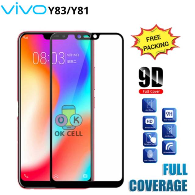 Tempered Glass Full Cover Vivo Y83/Y81 TG Anti Gores Layar Guard Screen Protector Premium