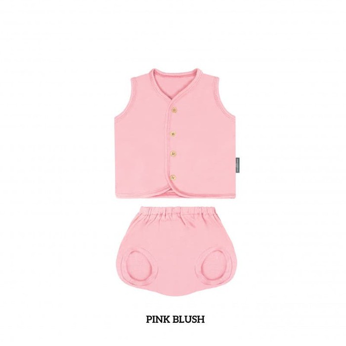 Setelan Kutung Bayi Baju Anak Tanpa Lengan 0-12 Bulan Palmerhaus Button Tee Sleeveless