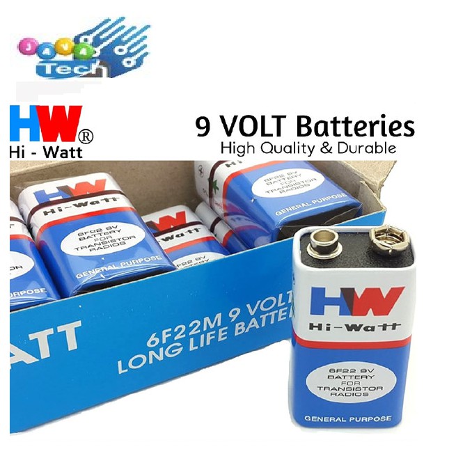 Baterai Kotak 9V HW Hi-Watt 6f22 Battery 9 Volt