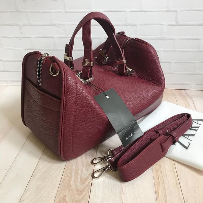 Tas Zara Office Original 100%,Tas Zara Speedy 100% Ori,Suplier Tangan1 - Cokelat Tua