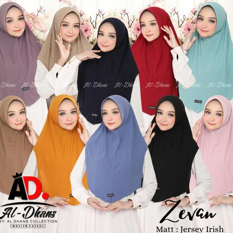 Jilbab Hijab Instan Al-Dhans Zevan /Instant Pad Wanita Muslim Polos Bahan Jersi Original Ori/G3