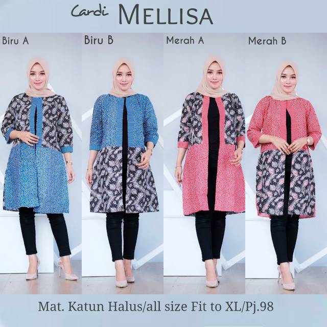 Cardi Mellisa outer batik kerja modern kasual elegan kondangan