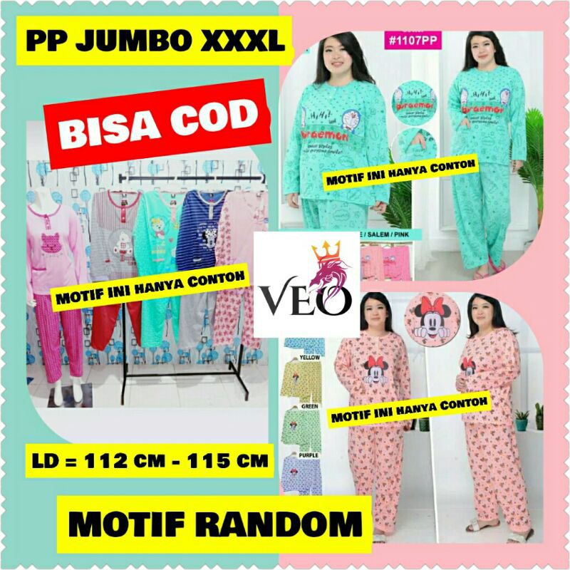 Baju tidur kaos PP Jumbo xxxl Grosir eceran, motif Random