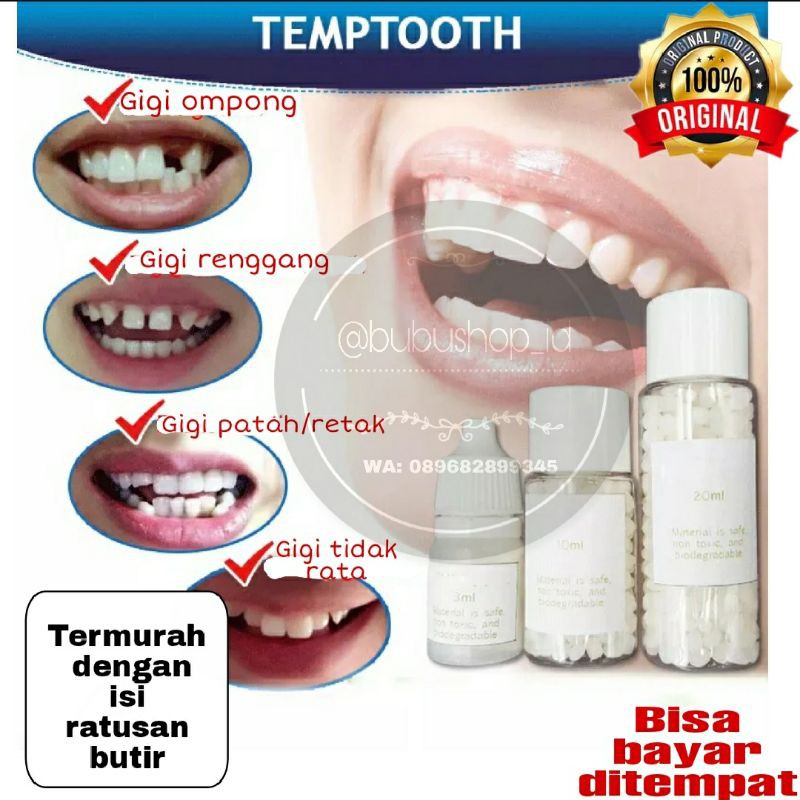 TEMPTOOTH Temporary Tooth Repair/Penambal Gigi Patah Sementara/Lem GIGI Palsu/Venner gigi/DIY Tooth