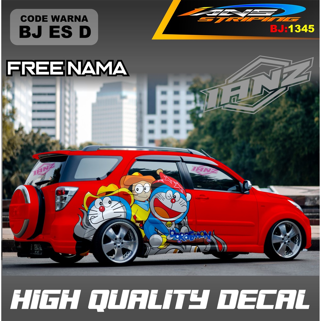 DECAL STICKER DORAEMON MOBIL TERIOS TOYOTA RUSH AVANZA INNOVA XENIA PAJERO DLL / STIKER MOBIL TERMURAH