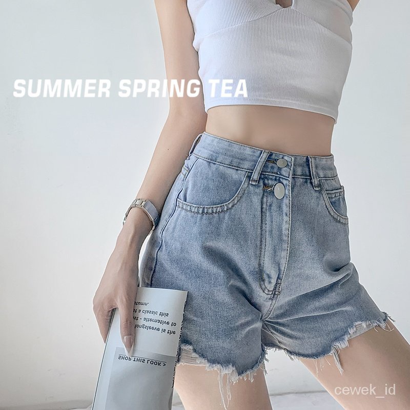 CEWEK_ID OOTD Celana pendek jeans wanita sobek ripped highwaist hot pants wanita korea kekinian shorts pants jumbo ootd