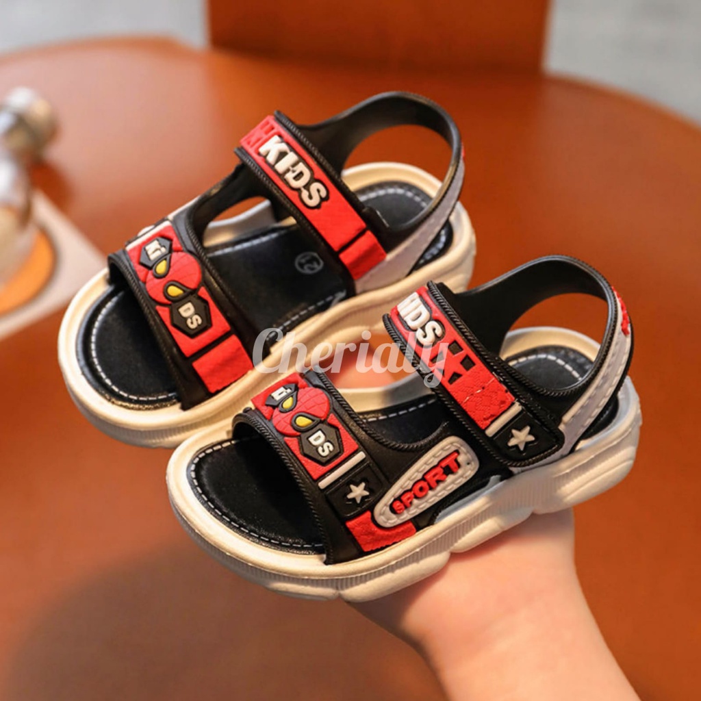 COD Sandal Anak Spiderman Import Laki Laki Sendal Gunung Bahan Jelly Karet PVC Elastis Empuk Perekat Velcro Sol Anti Slip