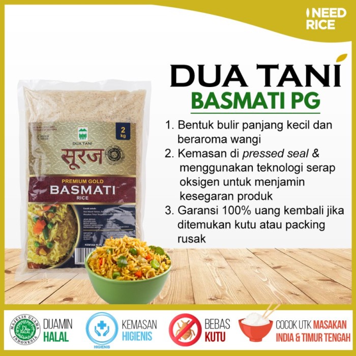 

540ffipp Beras Basmati Dua Tani 2Kg- Halal Cocok Untuk Nasi Kebuli 244Q4012