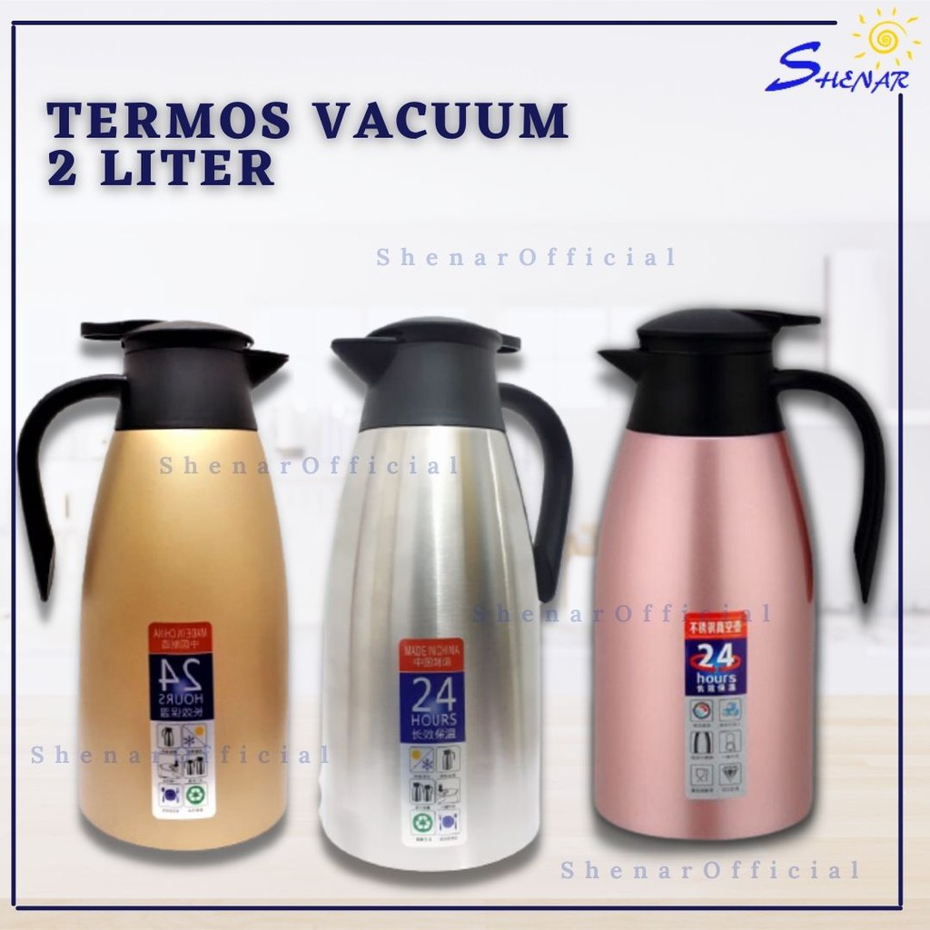 SHENAR TERMOS AIR VACUUM JUG UK. 2LITER TEH KOPI - TAHAN PANAS DAN DINGIN AWET KEDAP UDARA - TEKO AIR BAHAN STAINLESS STEEL