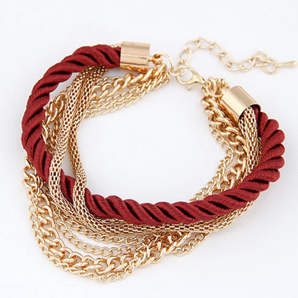 Hu Hu Hu Hu Hu Alat Bantu Pasang Kacamata♡ Gelang Rantai Multilayer Adjustable Bahan Alloy Metal Untuk Wanita
