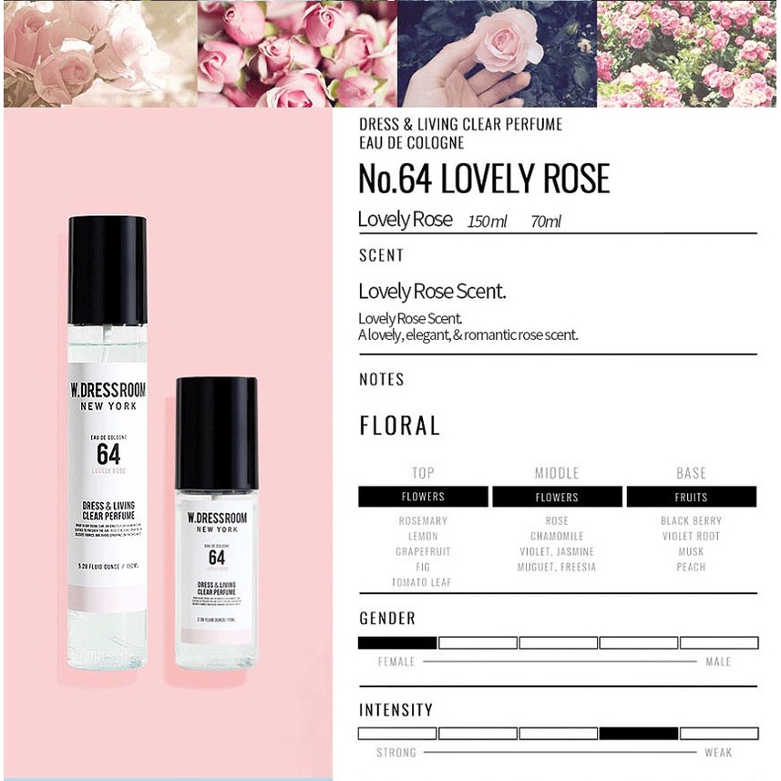 W DRESSROOM Dress &amp; Living Clear Perfume No.64 Lovely Rose 70ml