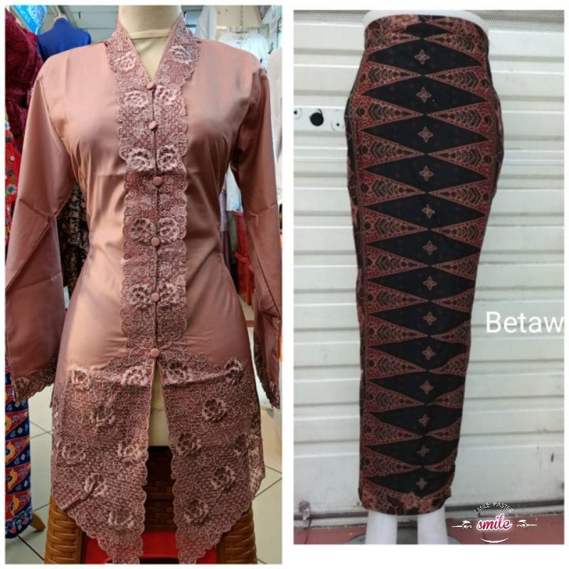 Setelan Kebaya Encim Motif Bordir / Kebaya PNS / Kebaya Betawi / Kebaya Wanita Motif Terbaru