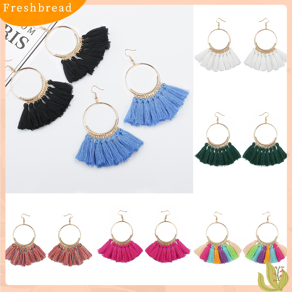Fresh| Anting Kait Gantung Wanita Desain Rumbai Gaya Bohemian Untuk Pesta / Hadiah