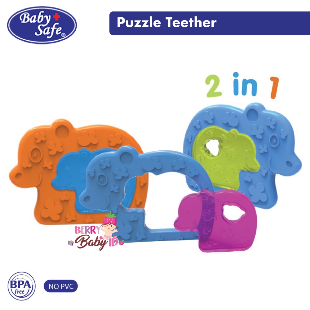 Baby Safe 2-in-1 Puzzle Teether Gigitan Bayi Isi Air Steril TT008 BBS088 Berry Mart