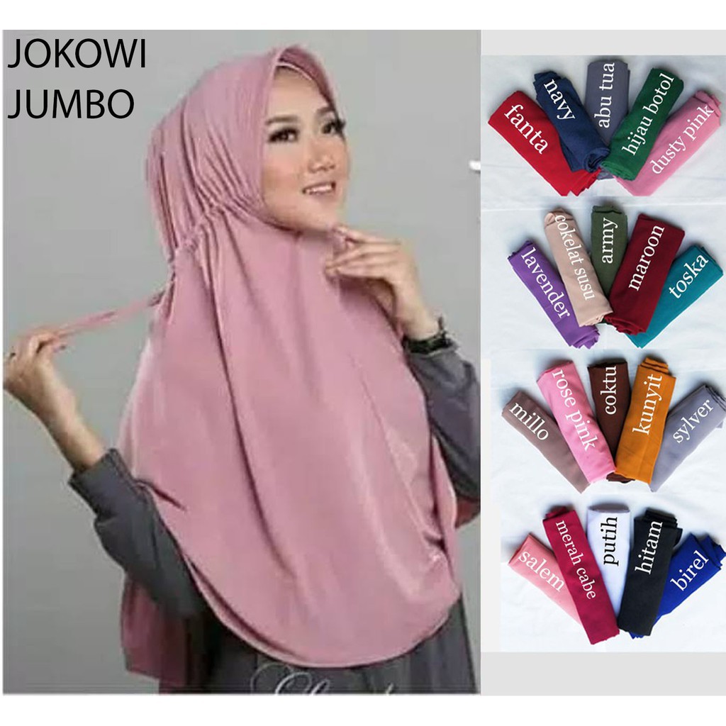 JILBAB SERUT JOKOWI JUMBO INSTAN KHIMAR POLOS JERSEY SYARI HIJAB XL TERMURAH SEMUA KALANGAN