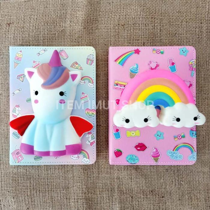 

Buku Diary Agenda Note Book Squishy Karakter Unicorn Rainbow Pelangi