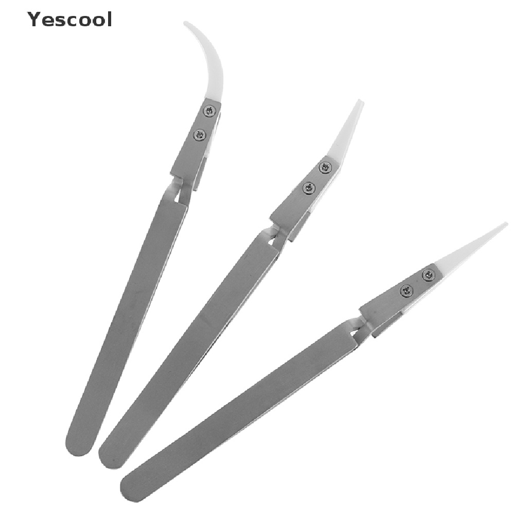 Yescool Anti-static reverse ceramic tweezers heat resistant conductive tweezers .