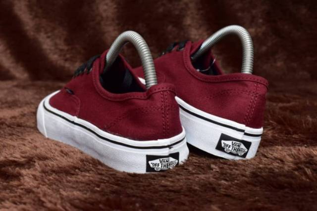 Sepatu Skate Vans Port Royal Red Maron Grade Original Waffle ICC Cewek Cowok Sneakers Kets Merah